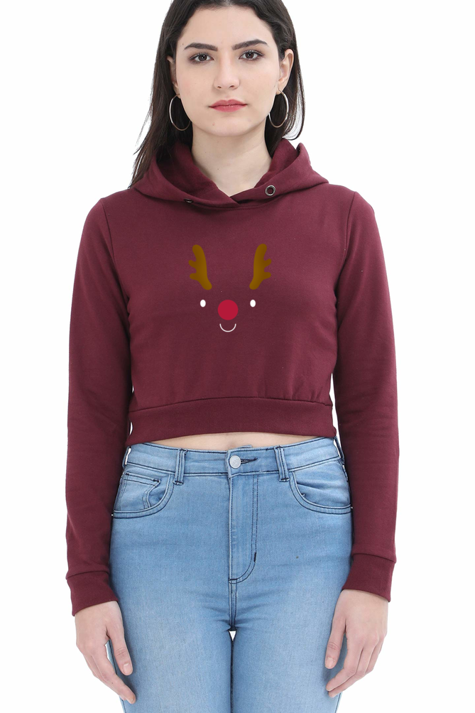 Women's Crop Hoodies – Maroon & Black (All Sizes Available)