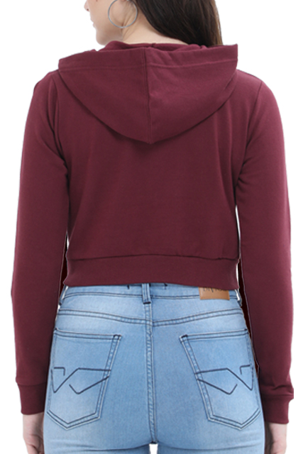 Women's Crop Hoodies – Maroon & Black (All Sizes Available)