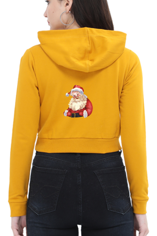 Women's Crop Hoodie - Festive Santa Vibes in Trendy Colors