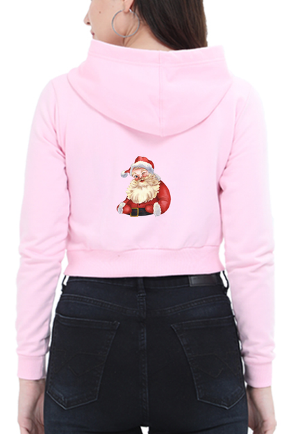 Women's Crop Hoodie - Festive Santa Vibes in Trendy Colors